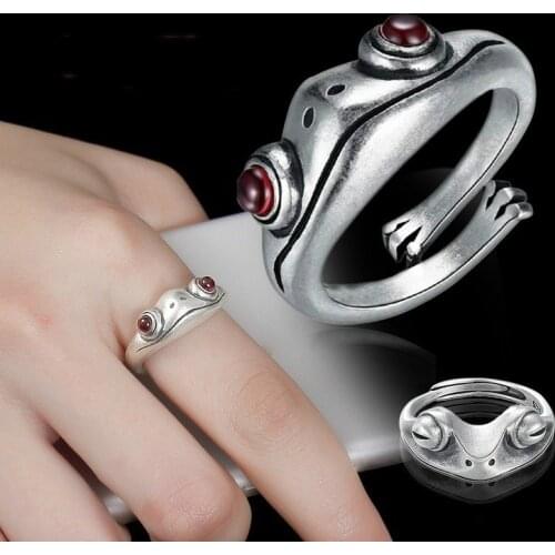 Cute Animal Frog Adjustable Finger Ring For Women Men Vintage Punk Creative Animal Figure Ring Valentines Day Jewelry