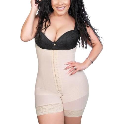 Postpartum Tummy Control Faja Adjustable Straps Shapewear Post Liposuction Bodysuit With Hook-eye