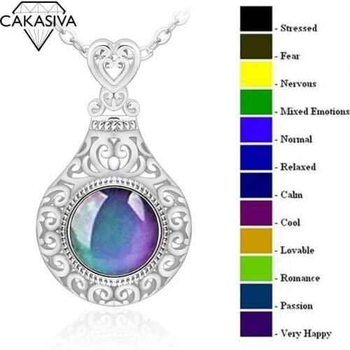 Creative Variable Color Temperature Sensing Pendant Luxury Fashion Hollow Flower Ladies Necklace
