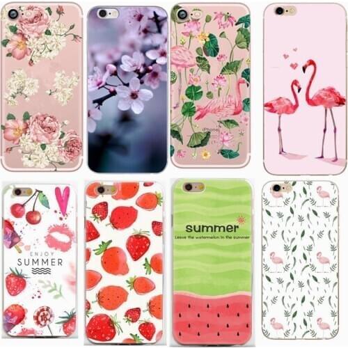 Mobile Phone Case For Apple iPhone 6 6S Cases Floral Rose summer fruit For iphone6 7 8 Plus X XS 10 5 5 s SE Cell Cover Coque