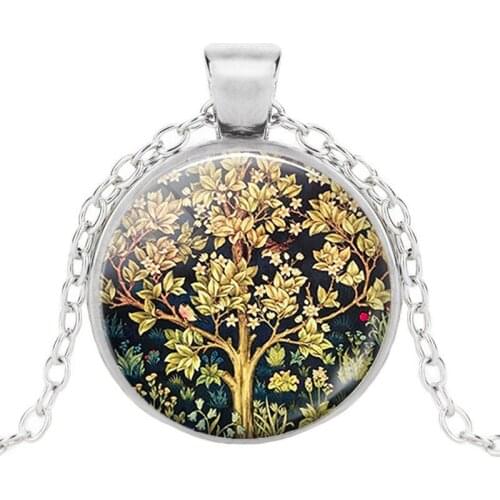 Fashion Handmade Jewelry Tree of Life Art Photo Cabochon Glass Pendant Chain Necklace For Men Women Stainless Steel Jewellery