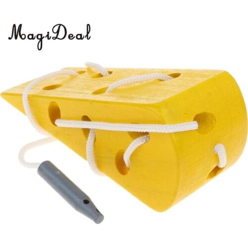 Montessori Activity Wooden Baby Kids Cheese Toys Lacing Game Block Puzzles