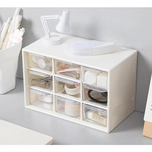 9 Grids Storage Drawer Transparent Plastic Desktop Box Jewelry Make Up Cosmetic Earrings Storage Case Home Office Organizer