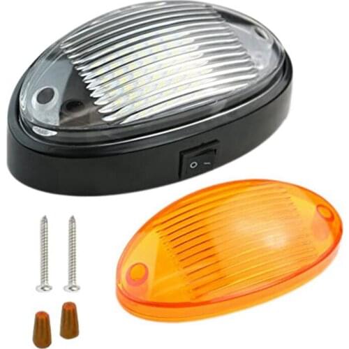Novel-12V LED Light 400 Lumen Lighting Fixture with Switch Caravan Motorhome Boat Awning Annex Tunnel Clear and Amber Lens