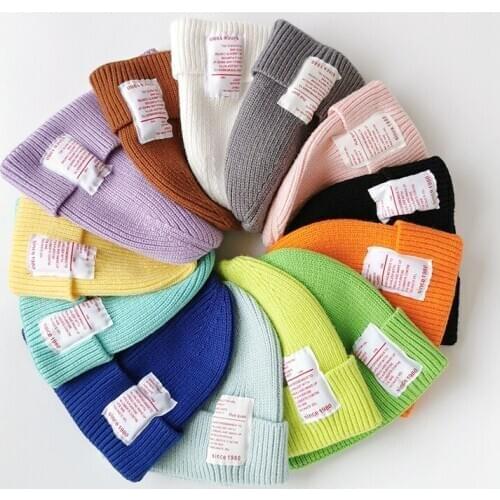 New Baby Hat Beanie Cap Warm Winter Newborn Boys Girls Hat Knitted Candy Color Kids Infant Toddler Bonnet Cap baby accessories