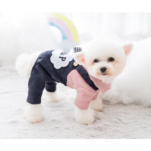 Pet dog clothes winter pet small dog thin clothes suspenders pants and four legged clothes suitable for teddy bear