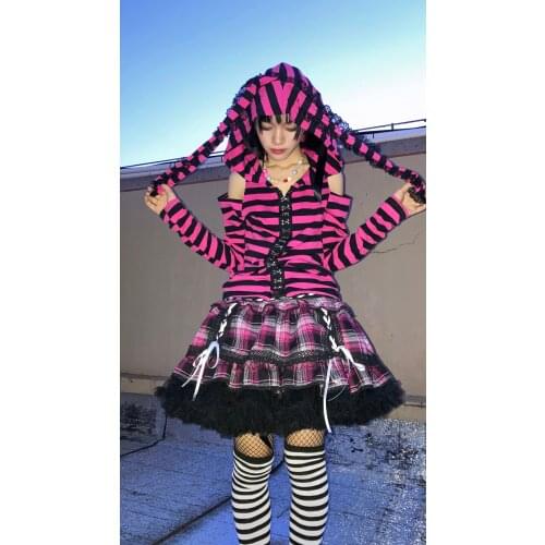 Autumn Winter Harajuku Style Girls Plaid High Waist Pleated Skirts Sweet Lolita Mini Cake Skirts Kawaii Hot Girl Suit