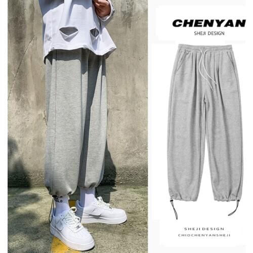 Summer Thin Pants Mens Straight Ins Korean Version Fashion Wide Leg Casual Sports Pants Loose Beam Feet Sweatpants Popular