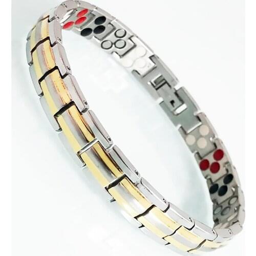 Men Women Gold Plated Stainless Steel Wrist Bracelet 6 Colors Energy Healthy Magnetic Therapy On Hand Chain Jewelry Friendship