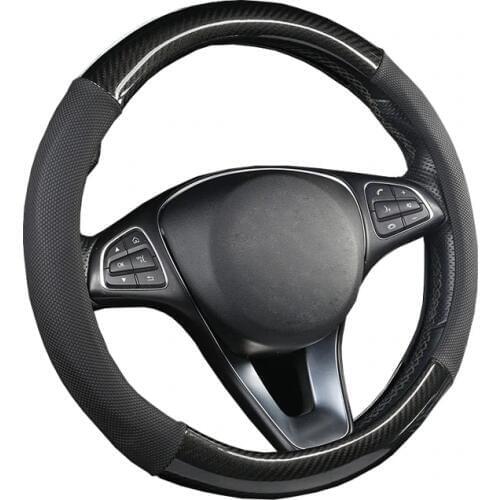 Carbon Fiber Skid-Proof Car Steering Wheel Cover Auto For 37- 38 CM 14.5"-15" M Size DecorationBrain on Steering-Wheel Wrap