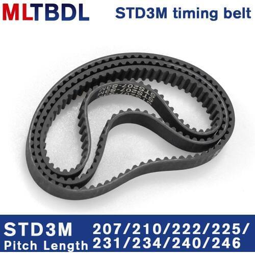 STD 3M Timing Belt 207/210/222/225/231/234/240/246mm 6/9/10/15mm Width RubbeToothed Belt Closed Loop Synchronous Belt pitch 3mm