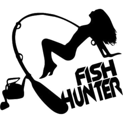 Fishing Sexy girl FISH HUNTER Ver Car Sticker Car Body Stickers Window Door Decal Top Quality Waterproof ZP034