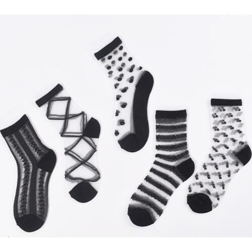 Sexy Lace Mesh silk Fishnet Socks Fiber Transparent Stretch Elasticity Ankle Net Yarn Thin Women Cool Socks 1pair=2pcs ws408