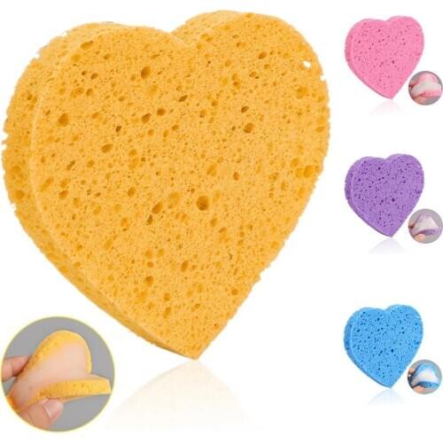 Heart Wood Pulp Cellulose Sponge Cosmetic Face Puff Makeup Remover Cleansing Tool