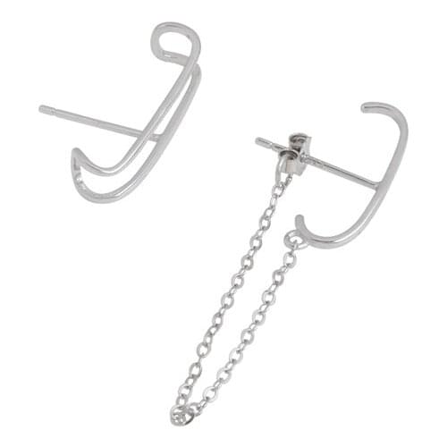 A Girl' 2021 Korean New design Retro Chain Earrings Female Temperament Cool Girl Personality Geometric Line Ear Cuff