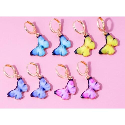 Butterfly pop earrings Unique design Fashion jewelry A variety of color Sweet romantic jewelry The dance party gift