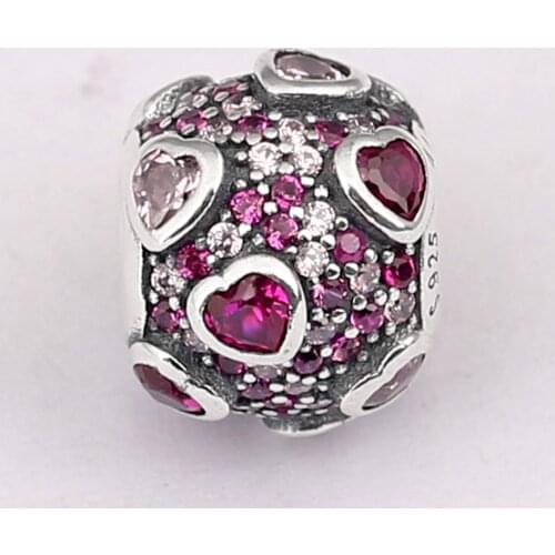 Original Faceted Pink & Red Explosion Of Love With Crystal Bead Fit 925 Sterling Silver Charm Women Bracelet Diy Jewelry