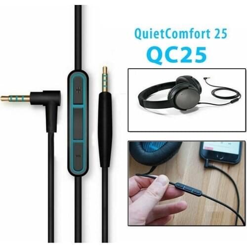 Replacement Audio Cable Wire Cord with Mic 2.5mm To For QuietComfort Copper Headphones 25 Cable QC25 3.5mm Core Earphone G7H9