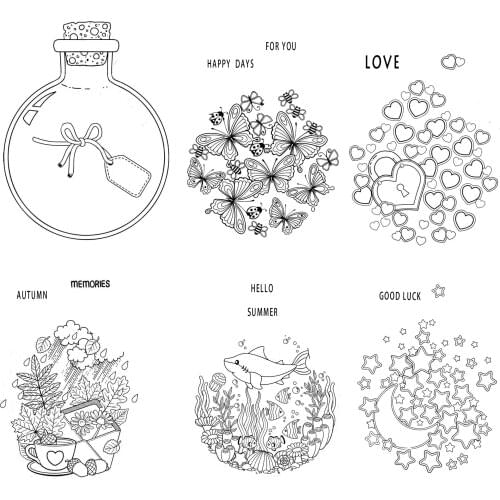 Glass Bottle Butterfly/Undersea/Stars Clear Stamp Rubber Silicone Seal For DIY Scrapbooking Card Making Album Decoroation Crafts