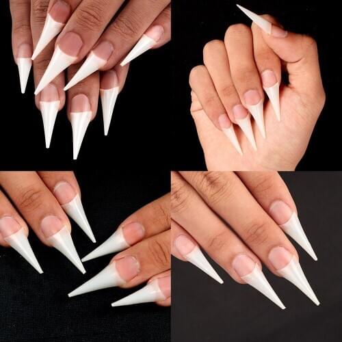 Tapered false nails Tips Nail Extension System Half Cover Pre-shaped Sculpted Stiletto False Tip Bag of 100P