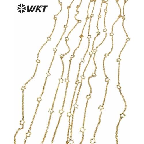 WT-BC141 Luxury O-chain Clip Star Connect Gold Plated Brass Chain For Custom Women Neckalce And Bracelet 10 Meter A lot