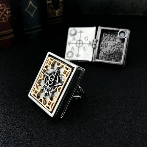 Bible Book Carved Hollow Magnet Can Be Opened Rings European And American Retro Style Jewelle