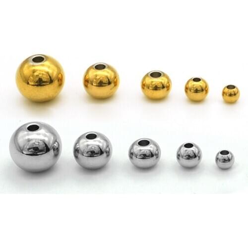 10pcs/lot 3/4/5/6/8mm 100% Stainless Steel DIY Round Beads Spacer Wholesale Connector Charm Top Quality Factory Price Never Fade