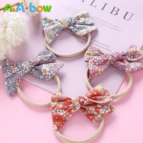 10pcs/lot Baby Headband Girls Hair Accessories Flower Printed Turban Bow Elastic Hairband Baby Princess Christmas Day Gifts