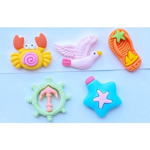 10Pcs Mixed Cute Cartoon Mini Ocean Series Flat Back Resin Cabochons Scrapbooking DIY Jewelry Craft Decoration Accessorie L77