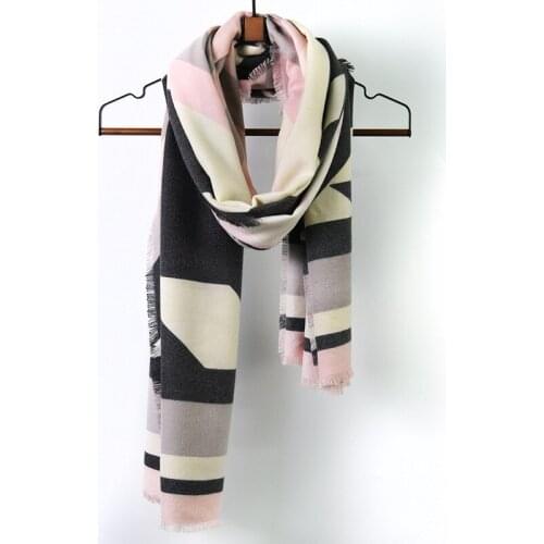 2021 Fashion Newest Warm Block Color Printed Pattern Wool Acrylic Scarf 2Colors 10pcs/lot