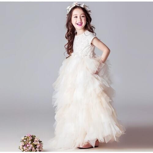 2020 White Flower Girl Dresses Kids First Communion Pageant Dresses for Girls Wedding Party Teenagers Tulle Long Ball Gowns