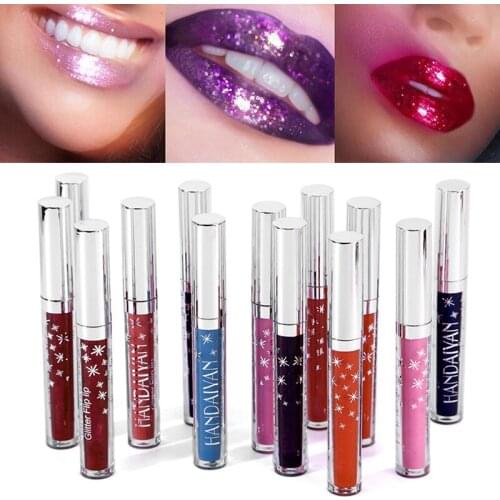 1PC Metallic Diamond Pearly Watery Lip Gloss Velvety Lipstick Liquid Matte Waterproof Lip Tint Sexy Lip Makeup Cosmetic TSLM2