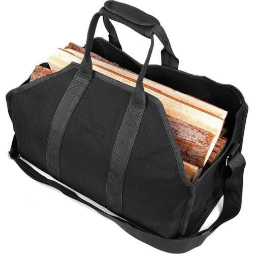 Large Firewood Carrier Canvas Log Tote Storage Bag Firewood Holder Bag With Shoulder Strap Camp Wood Stove Fireplace Accessories