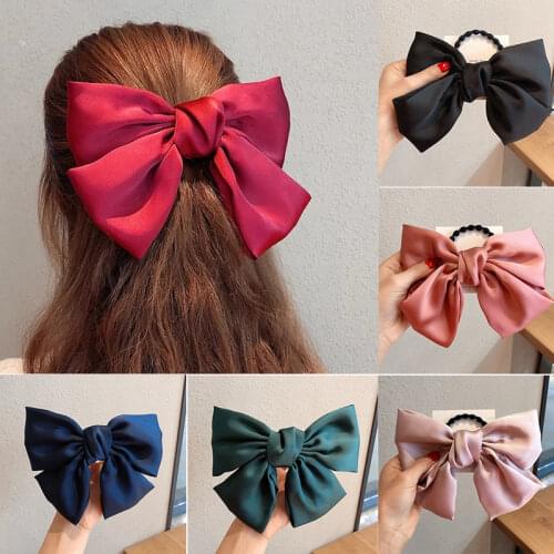 Sweet Big Fabric Bowknot Elastic Hair Bands Women Girls Hair Ties Ropes With Bow Fashion Korean Ladies Hair Clip Accessories