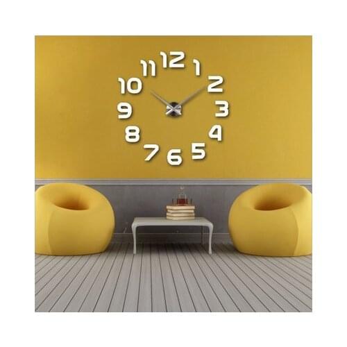 Large Digital Display Home Art Modern European Wall Clock 3D Sticker Simple Acrylic Mirror DIY Accessories Watch