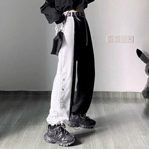 Women Pants Autumn Spring Cotton Full Length LOOSE Elastic Waist Spliced Elegant Fashion Sport Girls Pants Street Style