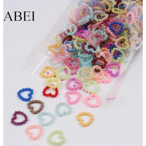 200pcs 10mm Mini Pearl Heart Bead For Wedding Scrapbook Cards Decoration DIY Crafts Ornaments Handmade Clothing Loose Beads