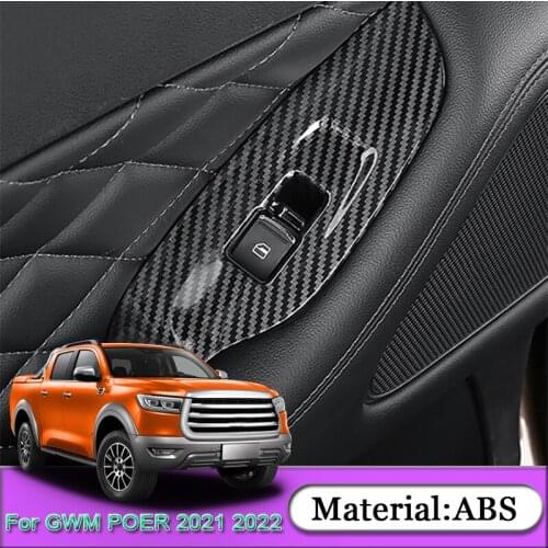 For Great Wall Cannon GWM Poer Ute 2021 2022 Car Interior Door Window Lift Switch Panel Cover Trim Sequins Stickers Accessories