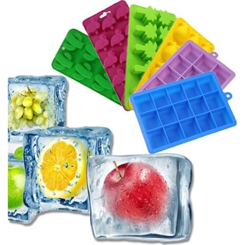 Ice Cube Maker Silicone Mould Diy Ice Cube Mold Tray Fruit Chocolate Mold Diy Candy Kitchen Tool