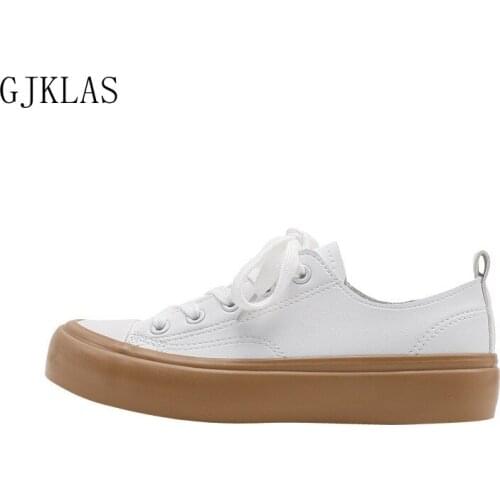 Platform Canvas Sneakers White Vulcanize Shoes Womens Flat Shoes Fashion Casual Student Shoes for Ladies Female Chunky Sneakers