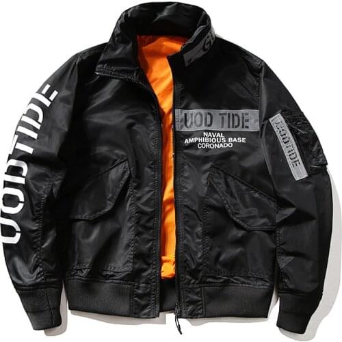 Spring Autumn Bomber Jacket Men Stand Collar Casual Loose Baseball Jacket Coat Male Letters Print Men Clothing Military Jacket