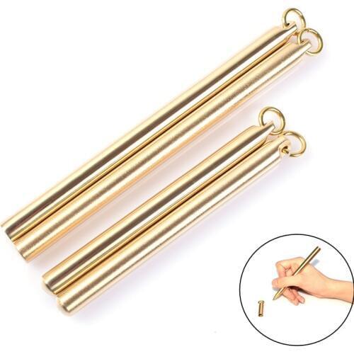 Pencil Retro Brass Gold Pen Pure Metal Pen By Hand Tactical Pen Copper Gift Pen Outdoor Survival EDC Camping Glass Breaker Gear