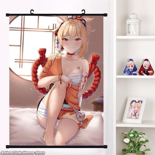 HOT Anime Games Genshin Impact Yoimiya HD Wall Scroll Mural Painting Print Poster Home Decor Collectible Decorative Art Gifts