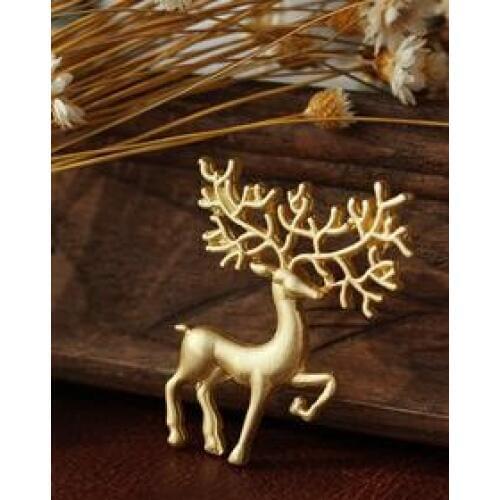 Dream Oz Frosted Matte Gold Brooch Elk Retro Art, Unique Personality Animal Collar Pin, Pin Jewelry Wholesale Men And Women