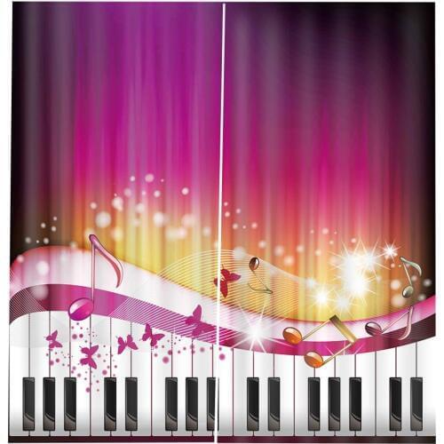Fashion Custom music Curtains for Childrens room Shower Curtain With Plastic Hooks Custom Size