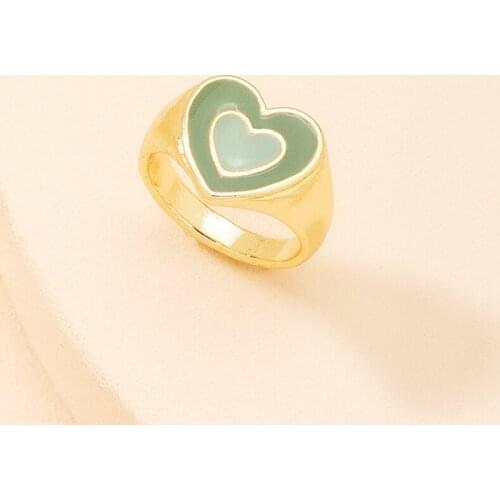 Trendy New Love Hear Rings for Women Gold Enamel Heart Smiley Face Rings Couple Jewelry Gift Anillos Mujer Finger Rings