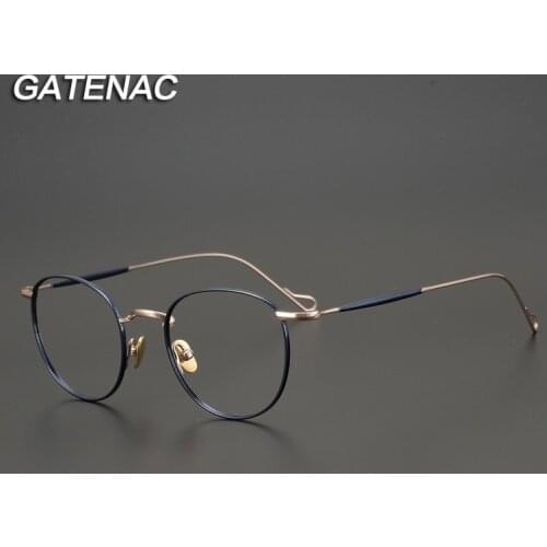Vintage Luxury Brand Pure Titanium Eyeglasses Frame Women Men Round Myopia Prescription Optical Glasses Frame Male Retro Eyewear