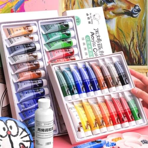 Acrylic paint set diy hand-painted textile for clothing shoes children painted graffiti painting stone dye material 18/24 colors
