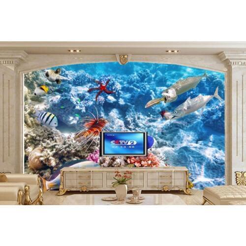 Custom mural wallpaper 3d,Underwater world Fish Corals wallpaper papel de parede, living room TV sofa wall bedroom wallpaper