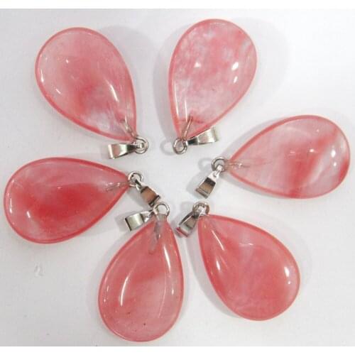 Natural stone Quartz Crystal Turquoises opal tiger eye Water droplets pendant for diy jewelry making necklace Accessories50pcs